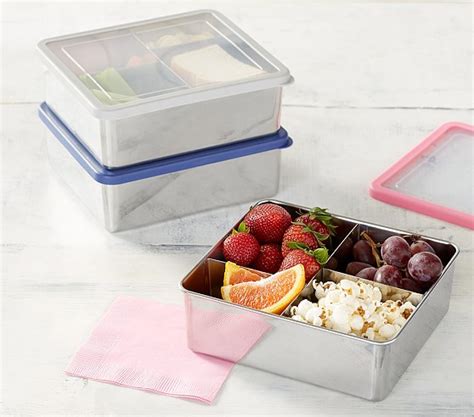 spencer stainless steel bento box|Pottery Barn Spencer Stainless Steel Nesting Container Bento .